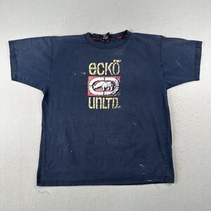 Vintage Y2K Ecko Unltd Shirt Men’s 3XL Blue‎ Rhino Graphic Print Double Sided